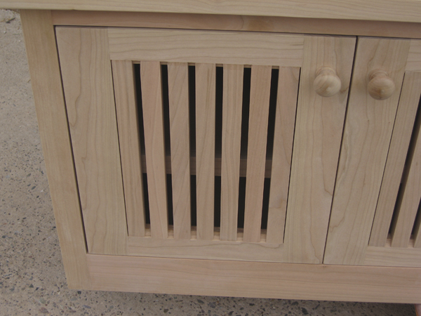 Allin TV Stand showing door detail unfinished
